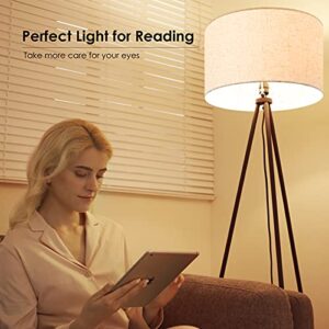 BoostArea Floor Lamp for Living Room, Tripod Floor Lamp, 15W LED Bulb, 3 Levels Dimmable Brightness, Linen Lamp Shade, Mid Century Standing Lamp for Living Room, Bedroom, Study Room and Office