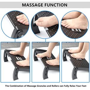SEBIDER Height Adjustable Footrest with Massage Surface Under Desk, Ergonomic Comfort Home & Office Foot Stool, Black
