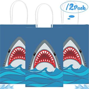 funnlot shark party bags shark birthday party supplies 12pcs shark goodie bags shark gift bags shark party favor bags for shark party kids birthday party decorations