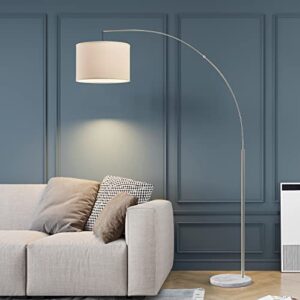 oneach modern arc floor lamp for living room arching hanging lamp shade over the couch for reading bedroom office brushed steel arch standing floor light silver