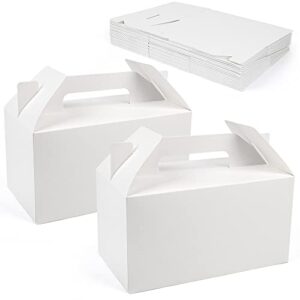 lotfancy gable boxes for party favor, 9.5 x 5 x 5 inch, 25 pack large treat boxes with handles, white goodie boxes for birthday, wedding, baby shower, lunch, gift giving