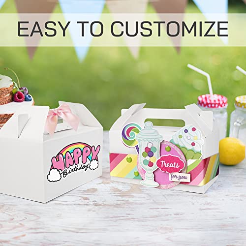 LotFancy Gable Boxes for Party Favor, 9.5 x 5 x 5 Inch, 25 Pack Large Treat Boxes with Handles, White Goodie Boxes for Birthday, Wedding, Baby Shower, Lunch, Gift Giving