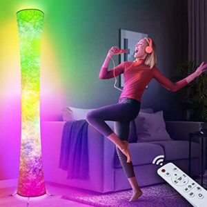 WORLD WIN Floor Lamps for Living Room, Smart Led Lamp RGB Color Changing with APP & Remote Control, 62 Inch DIY Mode Music Sync Standing Modern Corner Lamp Decor for Living Room Bedroom Game, 1 Piece