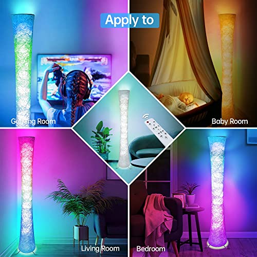 WORLD WIN Floor Lamps for Living Room, Smart Led Lamp RGB Color Changing with APP & Remote Control, 62 Inch DIY Mode Music Sync Standing Modern Corner Lamp Decor for Living Room Bedroom Game, 1 Piece