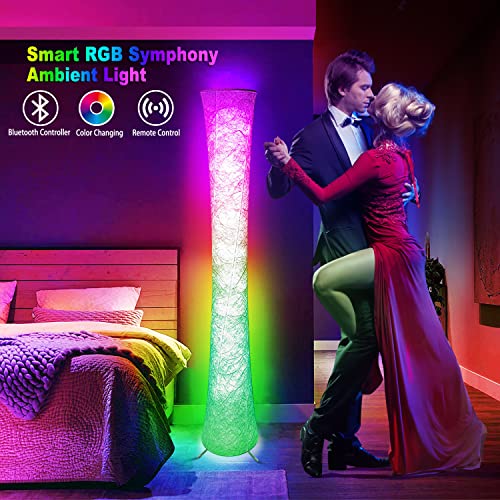 WORLD WIN Floor Lamps for Living Room, Smart Led Lamp RGB Color Changing with APP & Remote Control, 62 Inch DIY Mode Music Sync Standing Modern Corner Lamp Decor for Living Room Bedroom Game, 1 Piece