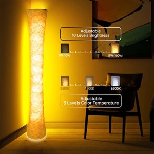 WORLD WIN Floor Lamps for Living Room, Smart Led Lamp RGB Color Changing with APP & Remote Control, 62 Inch DIY Mode Music Sync Standing Modern Corner Lamp Decor for Living Room Bedroom Game, 1 Piece