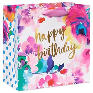 Papyrus 11.4" Large Birthday Gift Bag, Floral Watercolor (1 Bag)