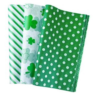 plulon 60 sheets saint patrick gift wrapping tissue paper birthday, tissue paper for home, kitchen, diy crafts, wrapping accessory (green)