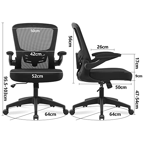 FelixKing Office Chair, Ergonomic Desk Chair with Adjustable Height and Lumbar Support Swivel Lumbar Support Desk Computer Chair with Flip up Armrests for Conference Room (Black)