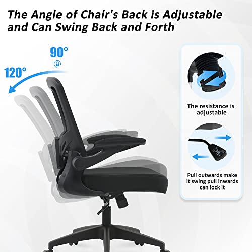 FelixKing Office Chair, Ergonomic Desk Chair with Adjustable Height and Lumbar Support Swivel Lumbar Support Desk Computer Chair with Flip up Armrests for Conference Room (Black)