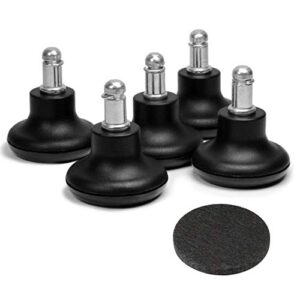 bell glides replacement office chair or stool swivel caster wheels to fixed stationary castors, low profile bell glides with separate self adhesive felt pads, chair feet wheel stopper