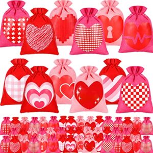 zhengmy 120 pcs drawstrings burlap bags for kids wedding burlap bags bulk goodie bags wedding party decoration gifts candy pouches for wedding party diy craft, 5 x 7 inch (pink, rose red, red)