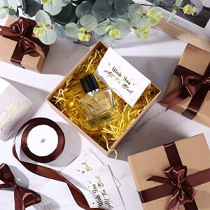 4 Pieces Wedding Gift Boxes with Lids Multi Sizes Nesting Square Boxes Stackable Favor Boxes Decorative Cardboard Box with Ribbon for Holiday Weeding Birthday Party Gift (Kraft Box)