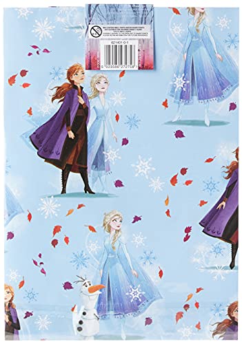 Disney Frozen Wrapping Paper for Girls - 2 Sheets and 2 Tags - Cartoon Design with Anna, Elsa and Olaf - by UK Greetings