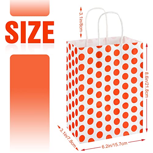 24 PCS Gift Bags, Party Favor Bags with Handles(160X 80 X 220mm),6 Colors Flat Bottom Kraft paper Bags with Handles Suitable for Christmas,Halloween,Kids Birthday,Wedding Party. (Cute Dots)