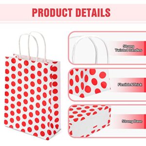 24 PCS Gift Bags, Party Favor Bags with Handles(160X 80 X 220mm),6 Colors Flat Bottom Kraft paper Bags with Handles Suitable for Christmas,Halloween,Kids Birthday,Wedding Party. (Cute Dots)