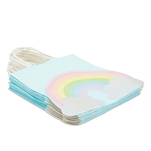 Rainbow Gift Bags with Handles and White Tissue Paper (15 Pack)