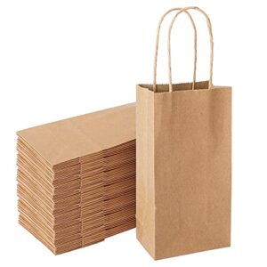 TOMNK 75pcs Small Kraft Paper Bags with Handles 6.9x3.5x2.4 Inches Mini Brown Gift Bags for Wedding, Birthday Party, Baby Shower