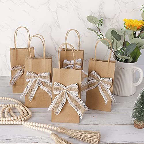 TOMNK 75pcs Small Kraft Paper Bags with Handles 6.9x3.5x2.4 Inches Mini Brown Gift Bags for Wedding, Birthday Party, Baby Shower