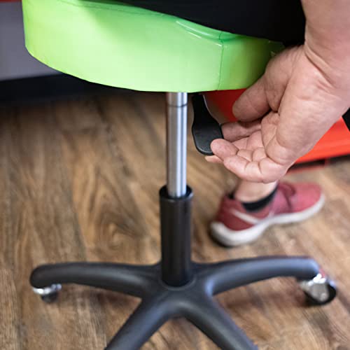 OEMTOOLS 24956 Heavy Duty Pneumatic Rolling Stool, Garage Stool with Wheels, Shop Stool on Wheels, Adjustable Height Stool, Rolling Work Seat, Mechanic Roller Seat