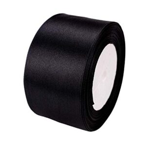 ATRBB 25 Yards 2 inches Wide Satin Ribbon Perfect for Wedding,Handmade Bows and Gift Wrapping (Black)