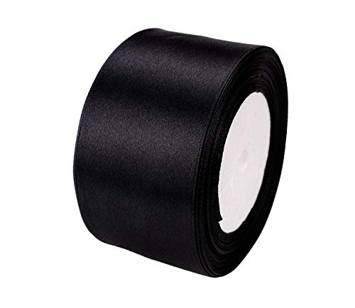 ATRBB 25 Yards 2 inches Wide Satin Ribbon Perfect for Wedding,Handmade Bows and Gift Wrapping (Black)