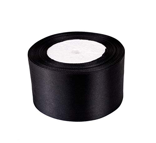 ATRBB 25 Yards 2 inches Wide Satin Ribbon Perfect for Wedding,Handmade Bows and Gift Wrapping (Black)