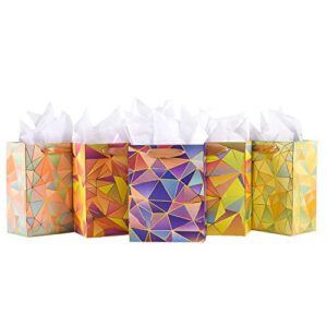 gift bags medium size set, 5 pack assorted small bulk birthday gift wrapping bag with tissue paper for men women girls baby bridal shower present bag for anniversary party,10 piece set