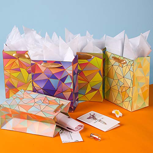 Gift Bags Medium Size Set, 5 Pack Assorted Small Bulk Birthday Gift Wrapping Bag with Tissue Paper for Men Women Girls Baby Bridal Shower Present Bag for Anniversary Party,10 Piece Set