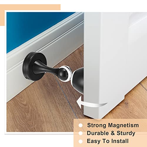 8 Pack Magnetic Door Stop Floor Mounted Door Stopper Black Magnetic Door Catch Wall Mounted Door Stopper with Catch Magnetic Door Holder with Screws for Hold Door Open and Wall Protector