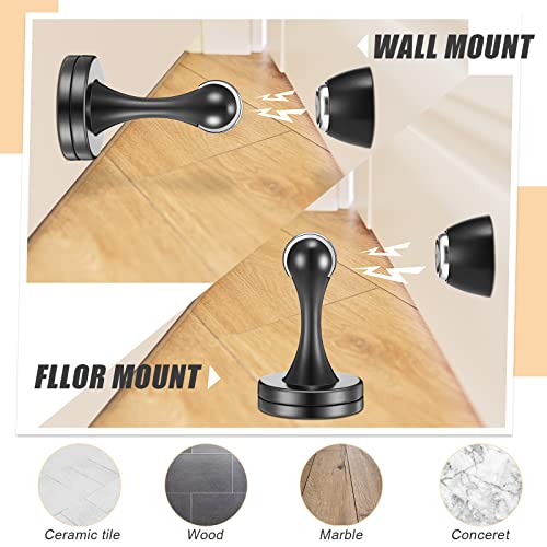 8 Pack Magnetic Door Stop Floor Mounted Door Stopper Black Magnetic Door Catch Wall Mounted Door Stopper with Catch Magnetic Door Holder with Screws for Hold Door Open and Wall Protector