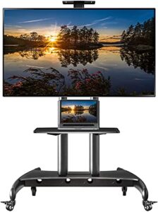 nb north bayou mobile tv cart tv stand with wheels for 55″ – 80″ inch lcd led oled plasma flat panel screens up to 200lbs ava1800-70-1p (black)