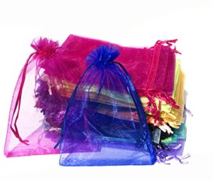 100 pieces of 5×7 inches mixed color organza bags party jewelry gift bags drawstring gift bags chocolate mesh valentine’s day gift bags wedding bags sachets jewelry bags random distribution (mixed color)
