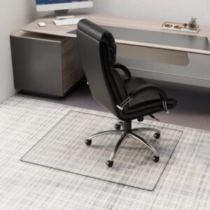 neutype glass chair mat, 36″ x 46″ 1/4″ thick tempered glass office chair mat for carpet or hardwood floor – effortless rolling, easy to clean, best for your home or office floor crystal clear