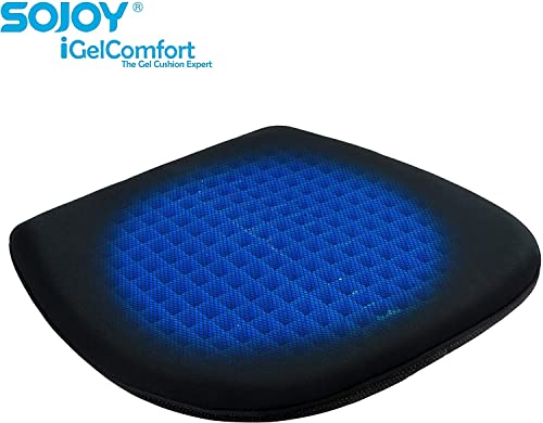 Sojoy Firm Coccyx Gel Seat Cushion- Orthopedic Memory Foam Chair Cushions for Home Kitchen Office Desk Car Truck Airplane (Black)