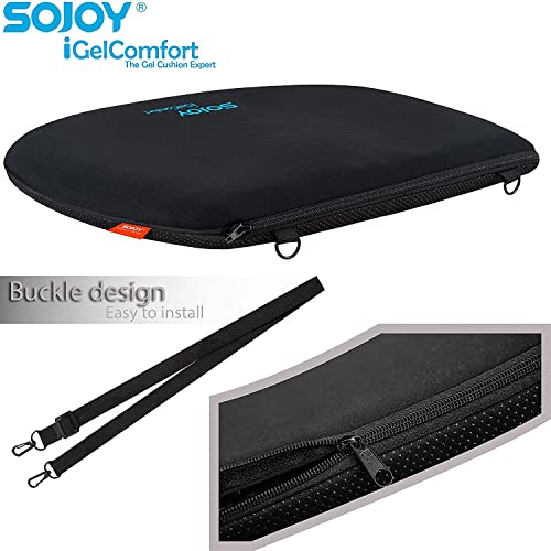 Sojoy Firm Coccyx Gel Seat Cushion- Orthopedic Memory Foam Chair Cushions for Home Kitchen Office Desk Car Truck Airplane (Black)