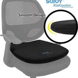 Sojoy Firm Coccyx Gel Seat Cushion- Orthopedic Memory Foam Chair Cushions for Home Kitchen Office Desk Car Truck Airplane (Black)