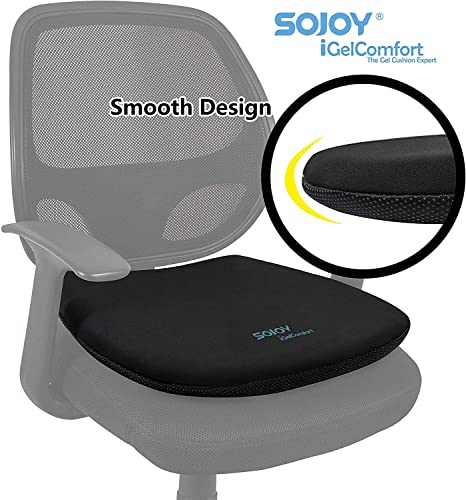 Sojoy Firm Coccyx Gel Seat Cushion- Orthopedic Memory Foam Chair Cushions for Home Kitchen Office Desk Car Truck Airplane (Black)