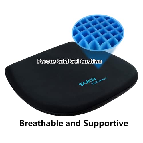 Sojoy Firm Coccyx Gel Seat Cushion- Orthopedic Memory Foam Chair Cushions for Home Kitchen Office Desk Car Truck Airplane (Black)