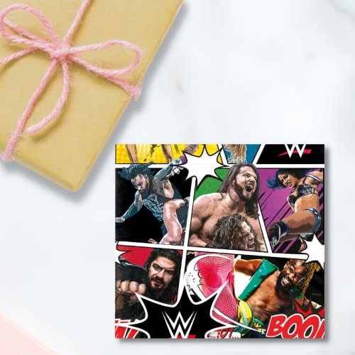 Official WWE Gift Wrap, 2 Sheets 2 Tags, Gift Wrap for Presents, Climate Pledge Friendly Gift Wrap, Officially Licensed Gift Wrap