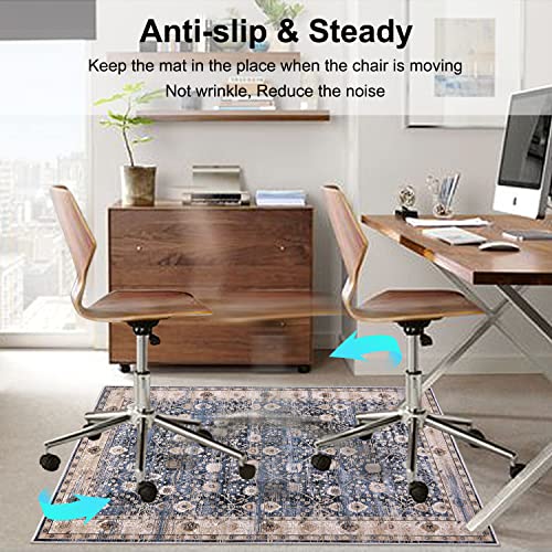 Anidaroel Office Chair Mat for Hardwood and Tile Floor, 35"X47" Computer Chair Mat for Rolling Chair, Desk Chair Mats, Low-Pile Carpet, Anti-Slip Floor Protector Rug