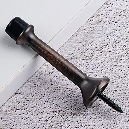 Triumph Hardware 3" inch Heavy Duty Solid Rigid Door Stop with Soft Rubber Tip, Zinc Metal Solid Door Stopper Protect Wall & Door, (Oil-Rubbed Bronze)