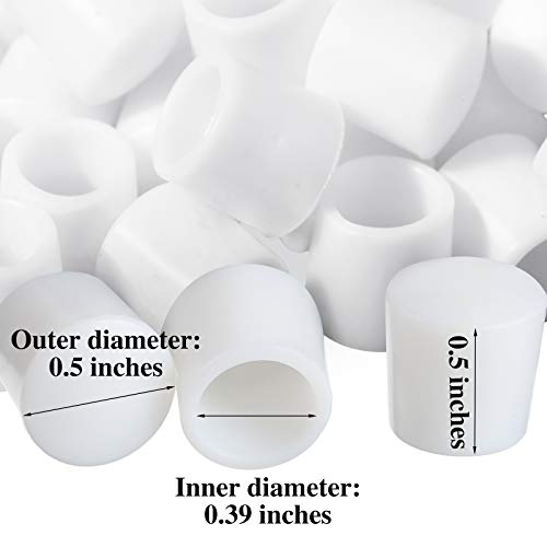 Door Stop Bumper Tips 0.39 Inch Door Rubber Stop Bumper Replacement Stopper Tips Caps for Door and Wall Protection, White (20 Pieces)