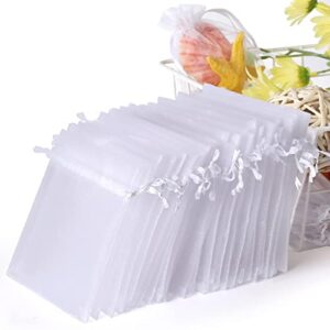 wlead organza bags 4×6 inches, 100pcs valentine’s day mother’s day party,christmas organza drawstring gift bags, organza jewelry pouches,makeup organza favor bags,wedding giveaways (white)