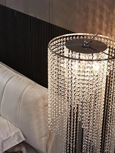 Surpars House Crystal Floor Lamp, Elegant Rain Lamp, Modern Lava Lamp for Living Room, Bedroom, Girls Room, Silver Chrome