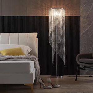 Surpars House Crystal Floor Lamp, Elegant Rain Lamp, Modern Lava Lamp for Living Room, Bedroom, Girls Room, Silver Chrome