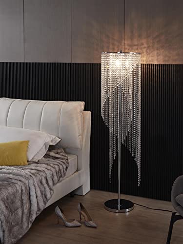 Surpars House Crystal Floor Lamp, Elegant Rain Lamp, Modern Lava Lamp for Living Room, Bedroom, Girls Room, Silver Chrome