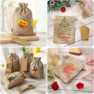 25Set Reusable Burlap Gift Bags with Drawstring, 4x6" Small Party Favor Gift Bags + Bonus Gift Tags & String, Brown Linen Sacks Bag for Wedding Party Favor, Jewelry Pouches, Christmas, Festival, Kids Birthday, Coffee, DIY Craft Sachet Bulk Bags