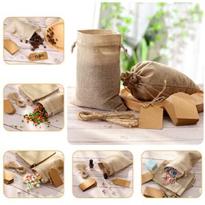 25Set Reusable Burlap Gift Bags with Drawstring, 4x6" Small Party Favor Gift Bags + Bonus Gift Tags & String, Brown Linen Sacks Bag for Wedding Party Favor, Jewelry Pouches, Christmas, Festival, Kids Birthday, Coffee, DIY Craft Sachet Bulk Bags