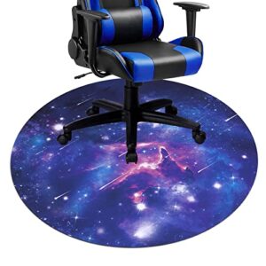 hiiarug chair mat for hardwood floor anti-slip office chair mat for carpet desk chair mat computer chair mat floor protector for office gaming room (round 47″, blue)